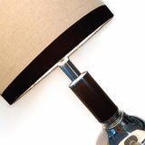 Vintage Chrome Table Lamp, Wood and Chrome Column with New Fabric Shade — 1960s–70s