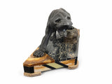 Art Deco Panther Sculpture, Patinated Spelter Big Cat on Marble Onyx Base — French, 1930s Style