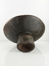 Wooden Footed Bowl, Hand Carved Pedestal Bowl, Berber Style — North African, Dark Patina