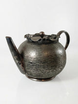 Silver Plated Teapot, Hammered Bachelor Teapot, H.J. Linton Paris, Made in England