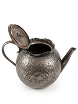 Silver Plated Teapot, Hammered Bachelor Teapot, H.J. Linton Paris, Made in England