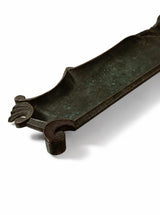 Pen Tray, Patinated Metal Desk Tidy with Shell Bowl, Scrolled Rims — European