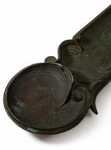 Pen Tray, Patinated Metal Desk Tidy with Shell Bowl, Scrolled Rims — European