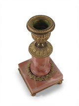 Pink Marble Candlestick, Gilt Metal Urn Nozzle, Louis XVI Style — French Taste
