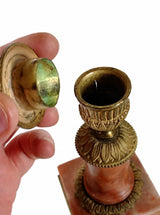Pink Marble Candlestick, Gilt Metal Urn Nozzle, Louis XVI Style — French Taste
