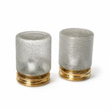Vintage Glass Table Lamps Pair, Textured Spun Glass Shades on Brass Bases — European, 1960s–70s