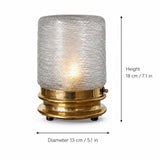 Vintage Glass Table Lamps Pair, Textured Spun Glass Shades on Brass Bases — European, 1960s–70s
