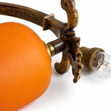Antique Style Desk Lamp, gilt bronze and Red Marble, Signed Mottled Glass Tulip Shade — French, Reims