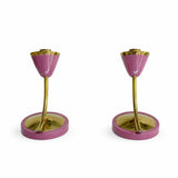 Vintage Wall Sconces Pair, Brass and Purple Lacquered Metal Tulip Wall Lights — 1960s–70s