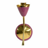 Vintage Wall Sconces Pair, Brass and Purple Lacquered Metal Tulip Wall Lights — 1960s–70s
