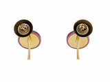 Vintage Wall Sconces Pair, Brass and Purple Lacquered Metal Tulip Wall Lights — 1960s–70s