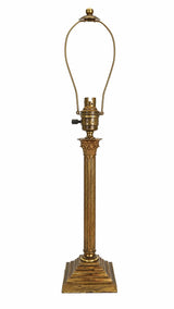 Corinthian Column Lamp Base, Brass Neoclassical Desk Lamp, Stepped Base — French