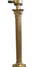 Corinthian Column Lamp Base, Brass Neoclassical Desk Lamp, Stepped Base — French