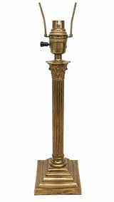 Corinthian Column Lamp Base, Brass Neoclassical Desk Lamp, Stepped Base — French