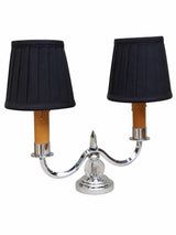 Art Deco Candelabra Lamp, Chrome Two Arm Table Lamp with Glass Ball, Adnet Style — French, 1930s Style