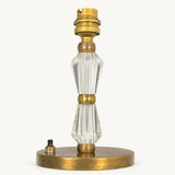 Crystal Table Lamp Base, Faceted Glass and Brass Modernist Bedside Lamp — French, 1950s Design