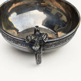 Silver Wine Taster, 900 Silver Tastevin Cup with Bird Handle, Palmette Border — Continental