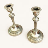 Louis XVI Style Candlesticks Pair, Gilt Metal Fluted Candle Holders, Chased Foliage — French, 19th Century Attribution
