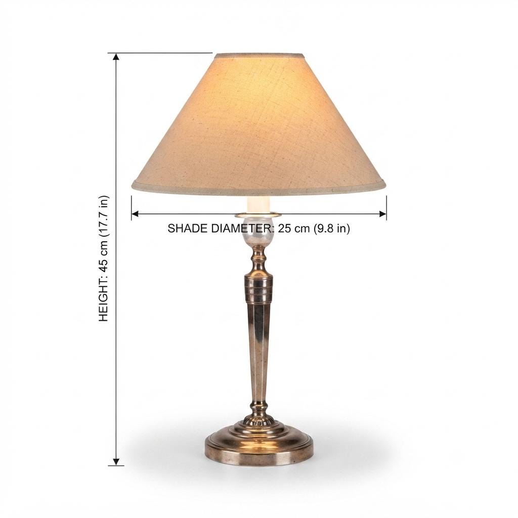 Silvered Candlestick Lamp, Empire Style Table Lamp with Beige Shade — French, Unpierced Conversion