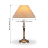 Silvered Candlestick Lamp, Empire Style Table Lamp with Beige Shade — French, Unpierced Conversion