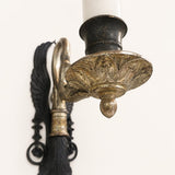 Empire Style Wall Sconces Set of Four, Swan and Palm Sconces, Two Tone Green Gilt Patina — French, Early 20th Century