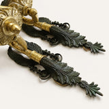 Empire Style Wall Sconces Set of Four, Swan and Palm Sconces, Two Tone Green Gilt Patina — French, Early 20th Century