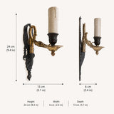 Empire Style Wall Sconces Set of Four, Swan and Palm Sconces, Two Tone Green Gilt Patina — French, Early 20th Century