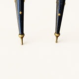 Torch Wall Sconces Pair, Black and Brass Star Sconces with Frosted Glass Shades — French, 1940s–50s