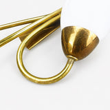 Tulip Wall Sconce, Three Light Brass Sconce with White Glass Tulip Shades — French, Mid Century