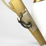 Tulip Wall Sconce, Three Light Brass Sconce with White Glass Tulip Shades — French, Mid Century