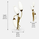 Tulip Wall Sconce, Three Light Brass Sconce with White Glass Tulip Shades — French, Mid Century
