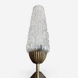 Mid Century Wall Sconces Set of Three, Brass Sconces with Textured Glass Cone Shades — French, 1950s–60s