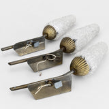 Mid Century Wall Sconces Set of Three, Brass Sconces with Textured Glass Cone Shades — French, 1950s–60s