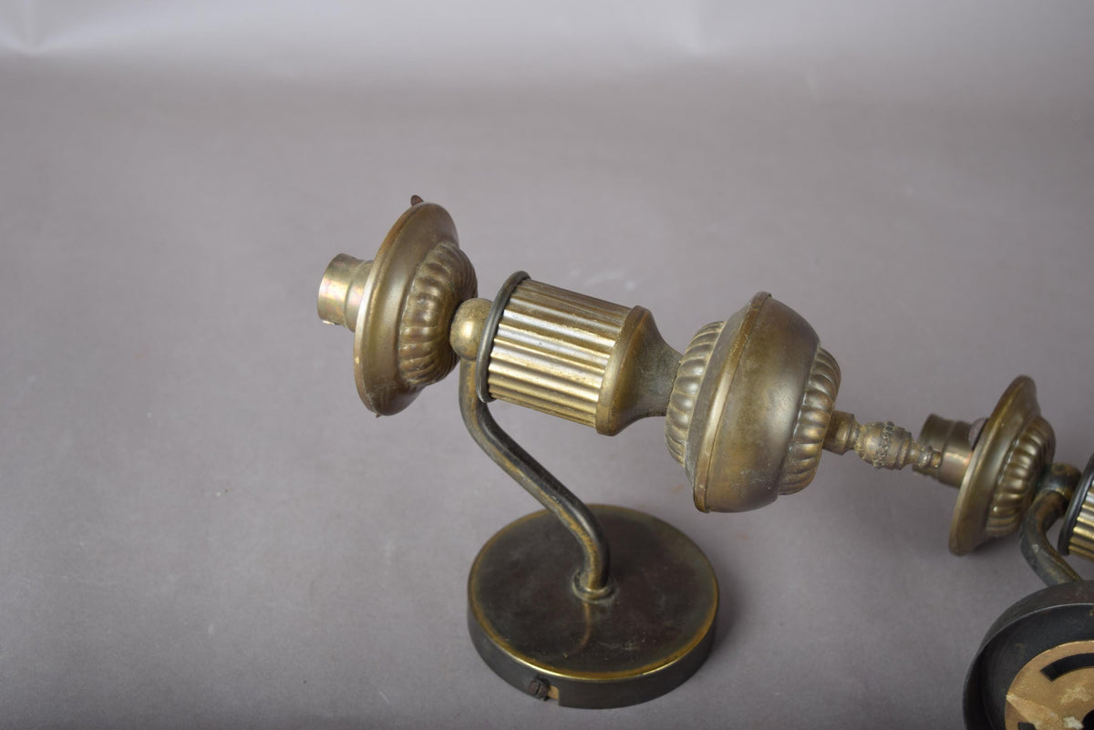 Set of Five Patinated Brass Wall Sconces, Urn-Form Arm, 1950s