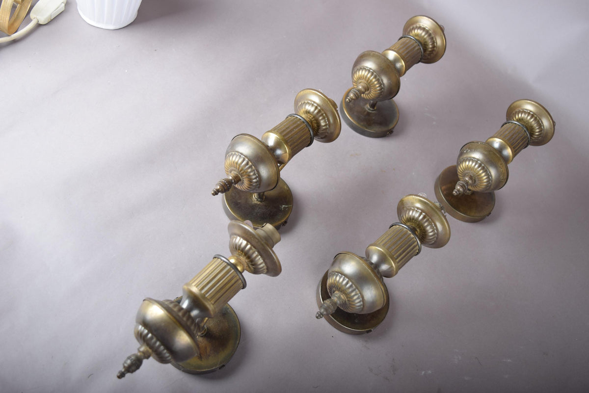 Set of Five Patinated Brass Wall Sconces, Urn-Form Arm, 1950s