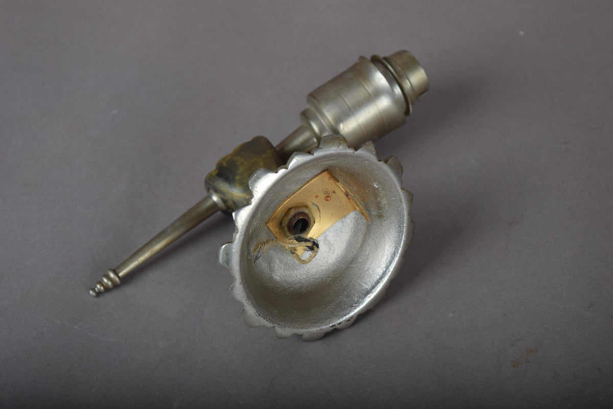 Gilt and Silvered Metal Wall Sconce, Hand-Form Candle Arm, Fluted Backplate