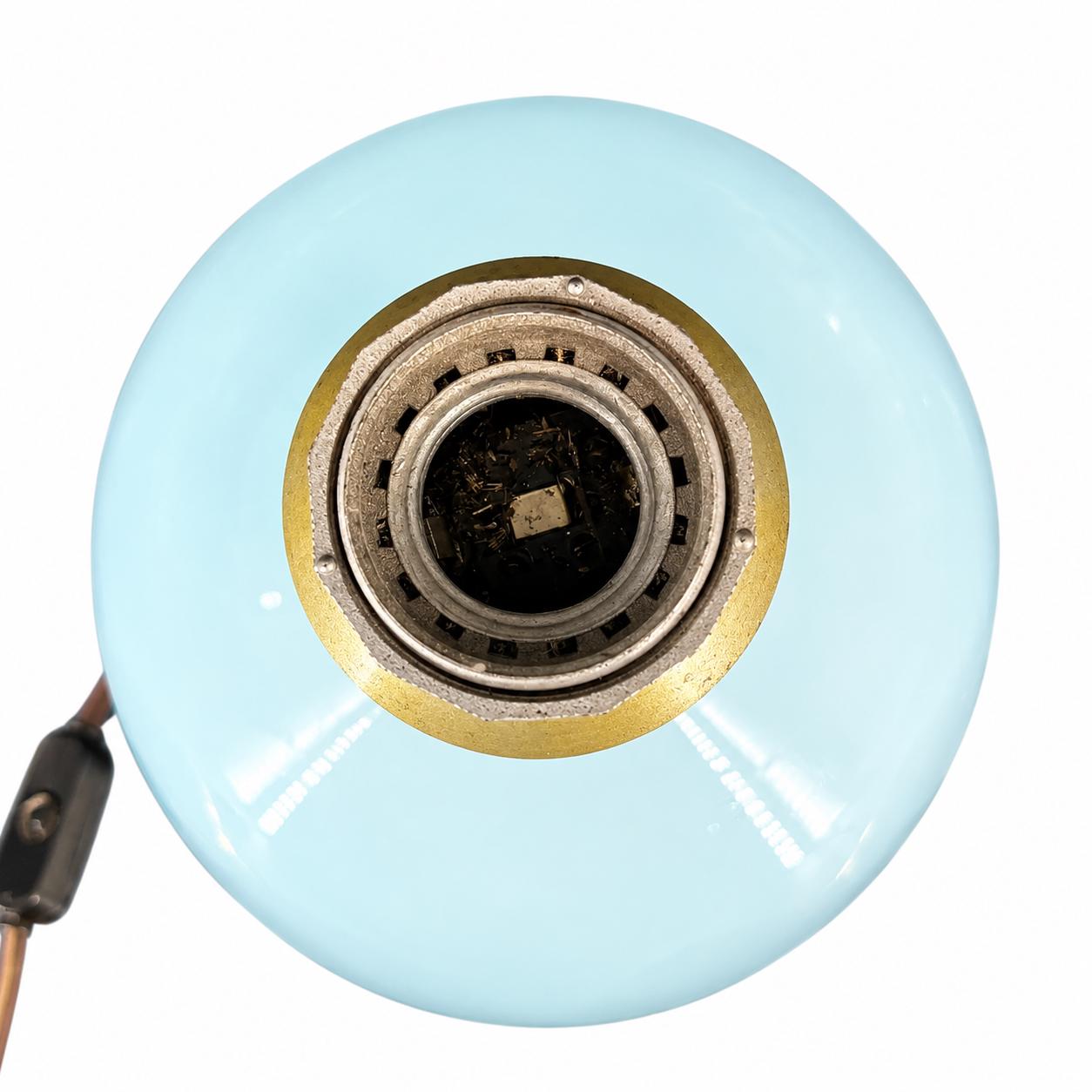 Italian Table Lamp, Zonca Blue Opaline Glass Globe Lamp — Italy, 1960s, Marked
