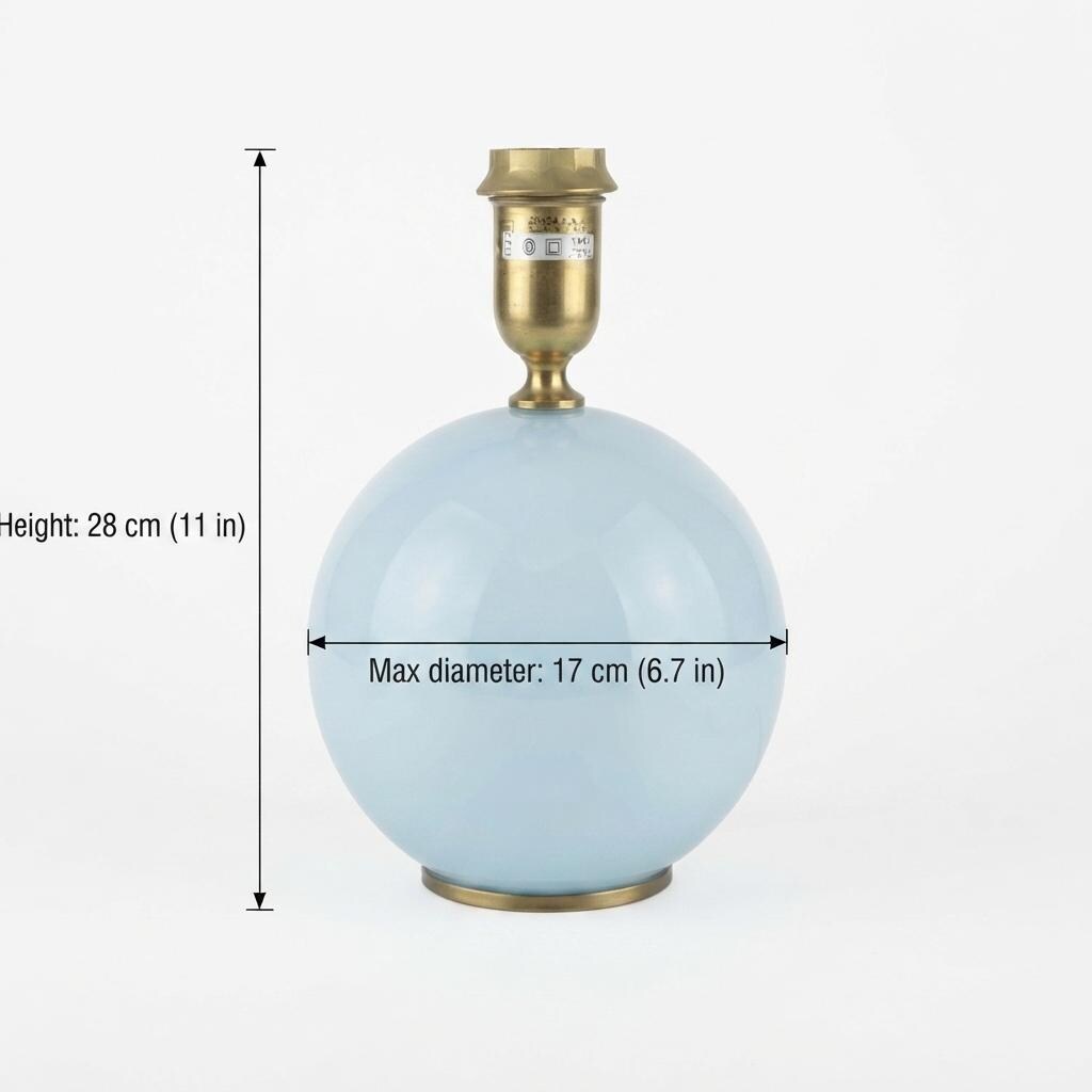 Italian Table Lamp, Zonca Blue Opaline Glass Globe Lamp — Italy, 1960s, Marked