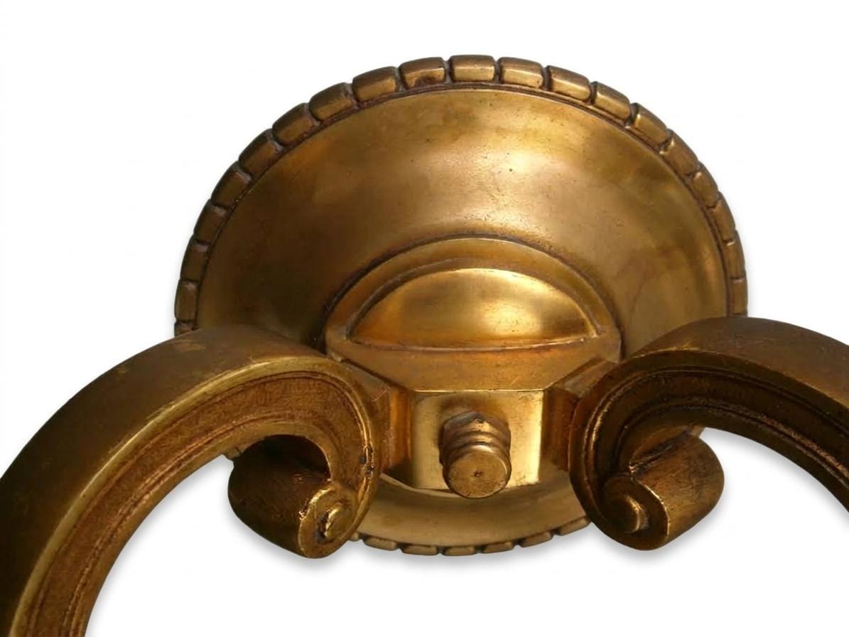 Pair of French Gilt Bronze Double Arm Wall Sconces, Mid-Century — France, circa 1950