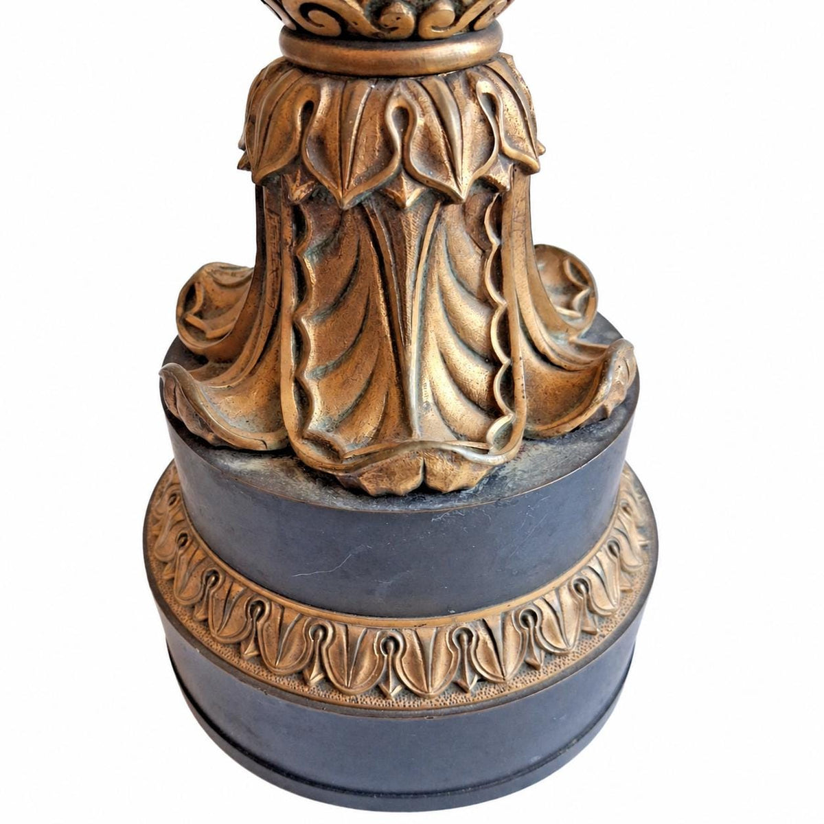 Antique French Bronze Column Table Lamp, Garnier Paris, Restauration Period — France, Early 19th Century