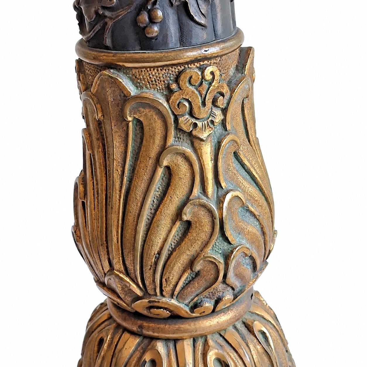 Antique French Bronze Column Table Lamp, Garnier Paris, Restauration Period — France, Early 19th Century