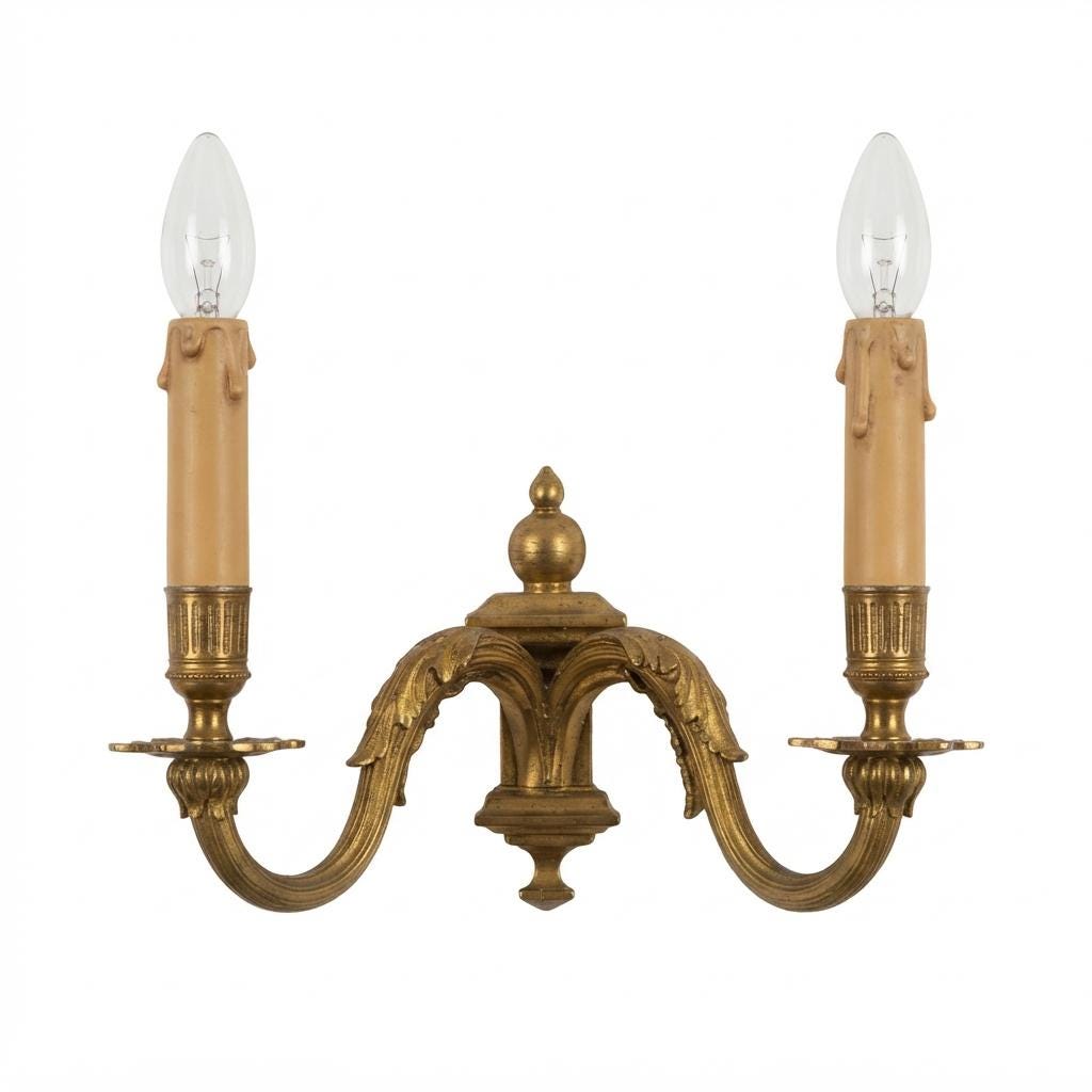 Pair of French Gilt Bronze Double Arm Wall Sconces, Louis XV Style — France, Early 20th Century