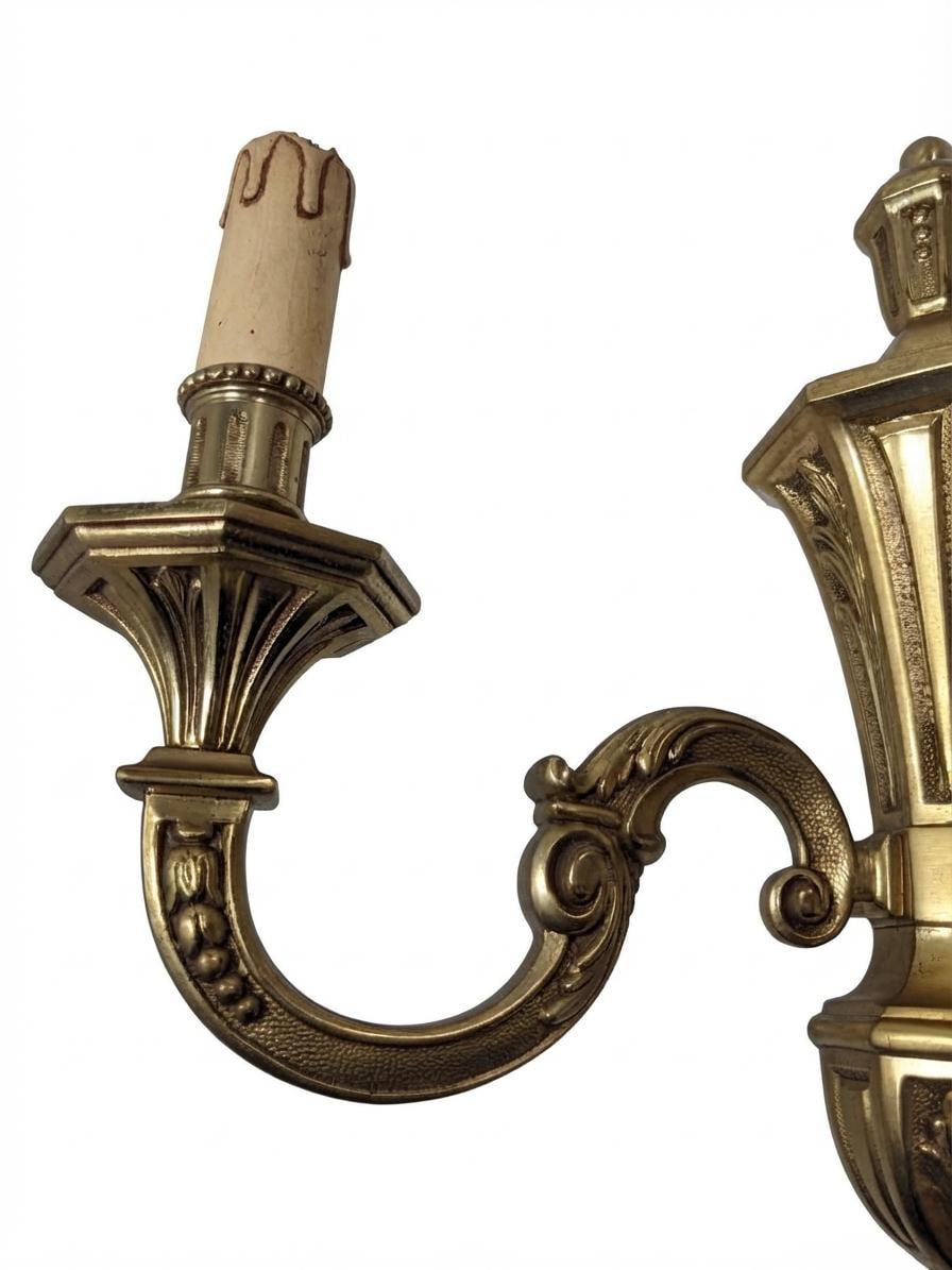 Pair of French Gilt Bronze Double Arm Wall Sconces, Neoclassical Urn Form — France, Early 20th Century