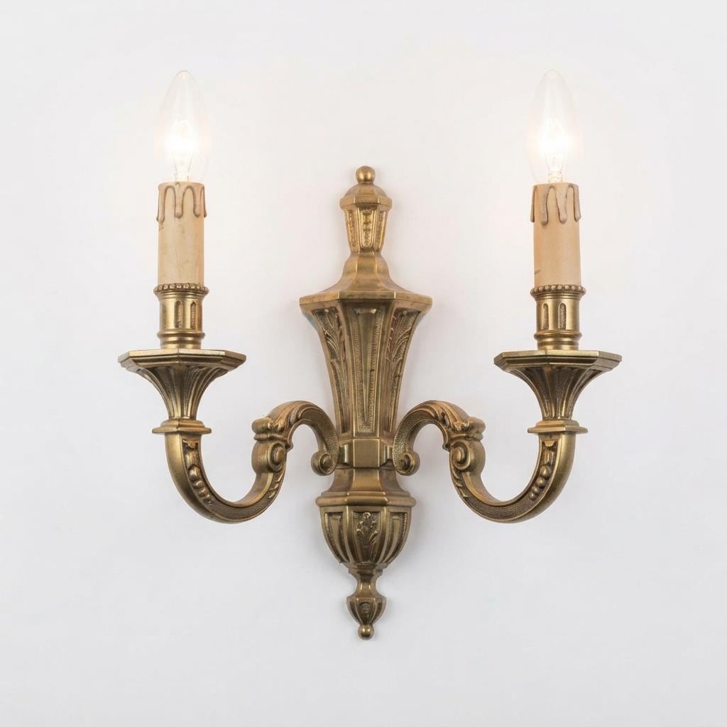 Pair of French Gilt Bronze Double Arm Wall Sconces, Neoclassical Urn Form — France, Early 20th Century