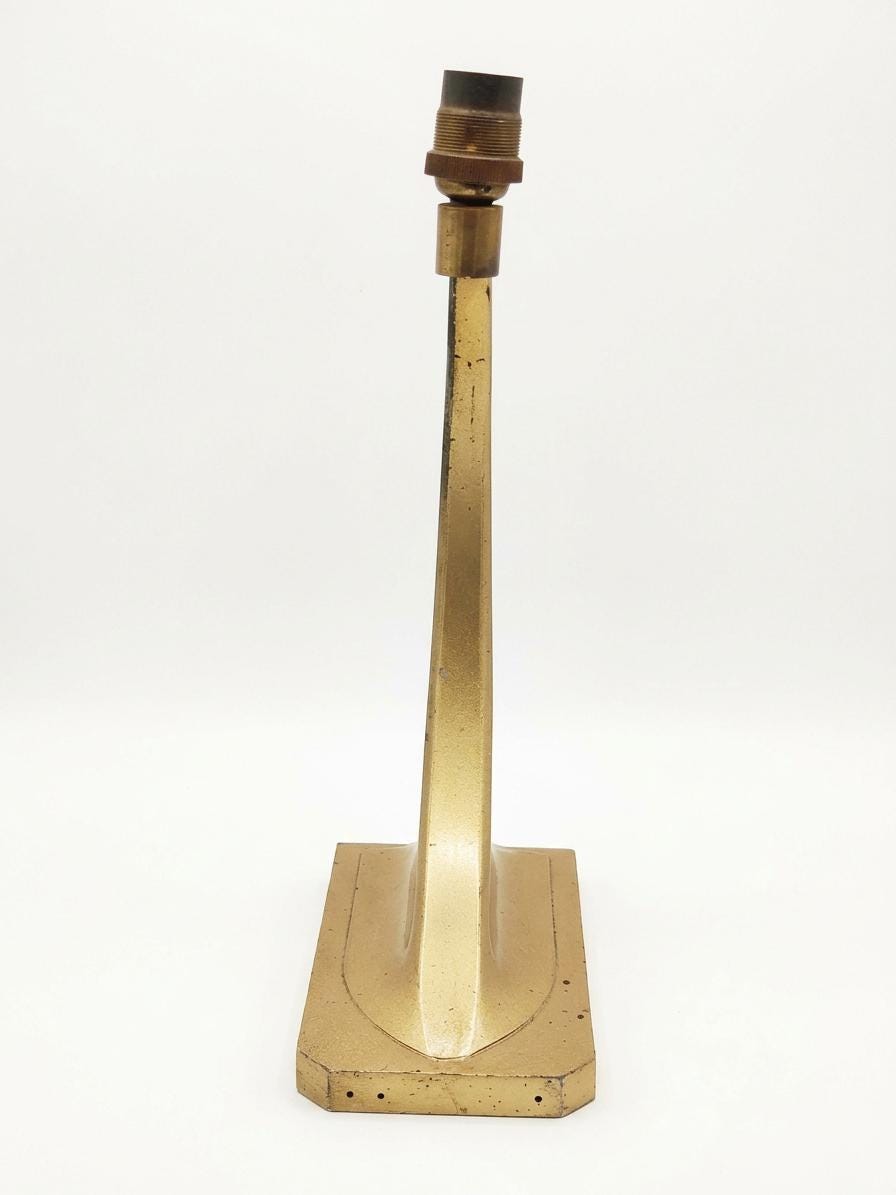 Antique French Art Deco Table Lamp Base, Gilt Régule Swan Neck, Numbered Model — France, circa 1930