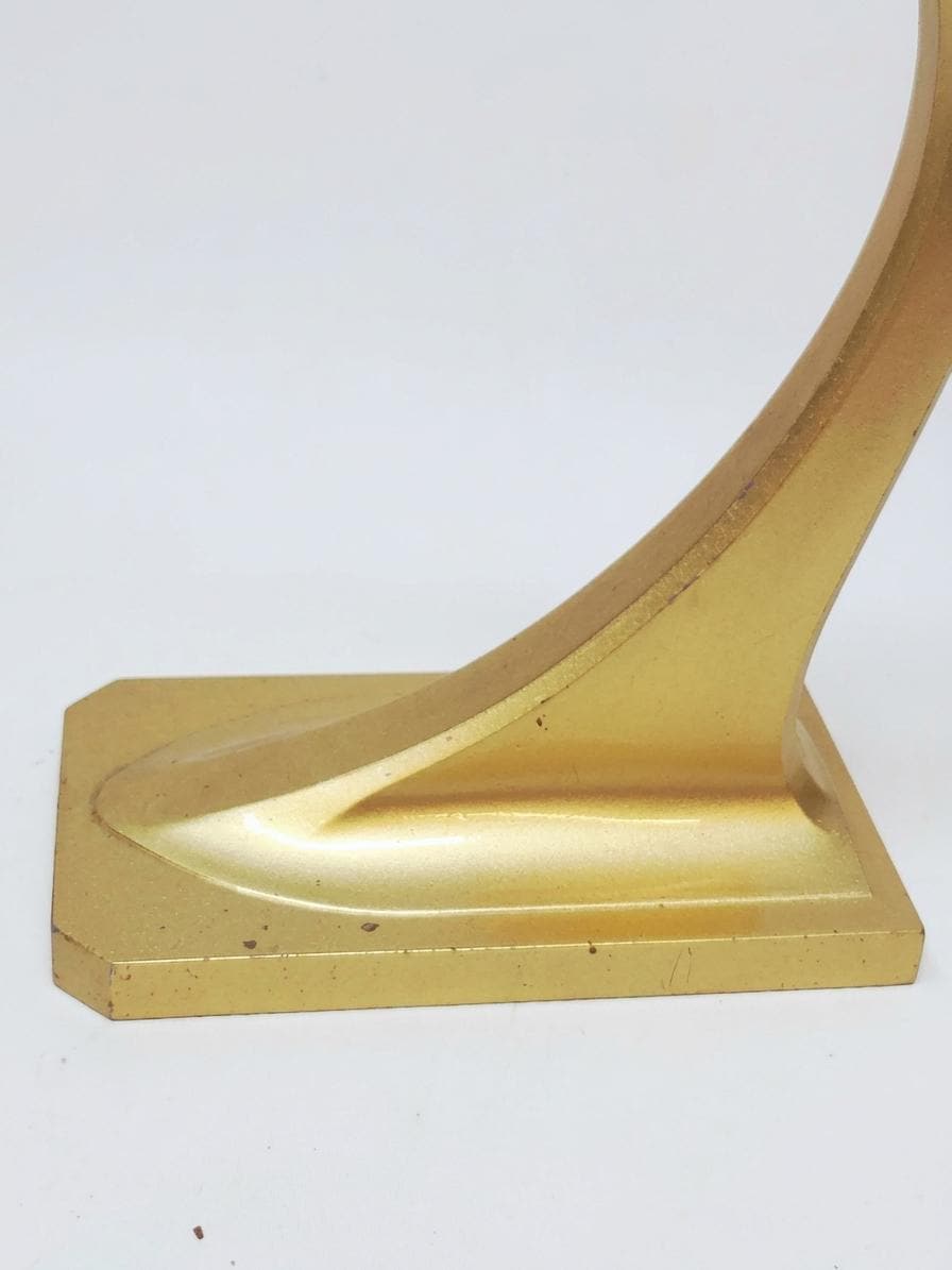 Antique French Art Deco Table Lamp Base, Gilt Régule Swan Neck, Numbered Model — France, circa 1930