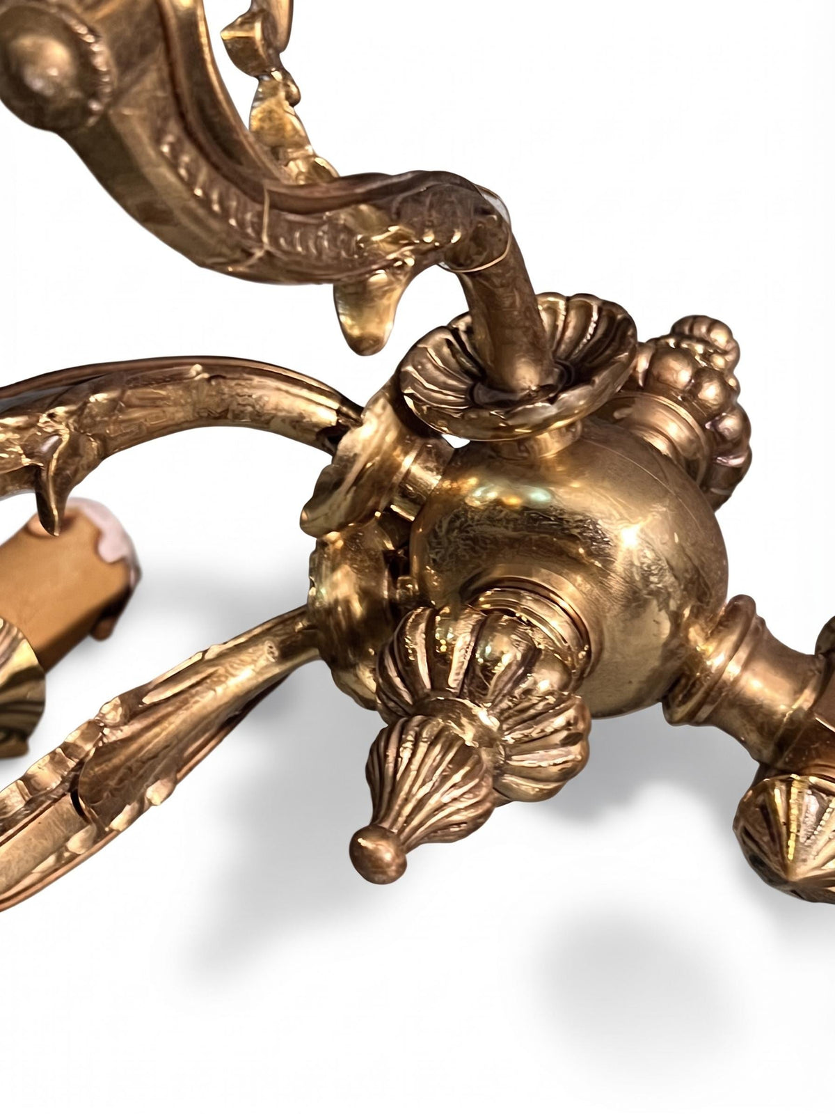 Pair of French Gilt Bronze Three-Arm Wall Sconces, Louis XV Style — France, Early 20th Century