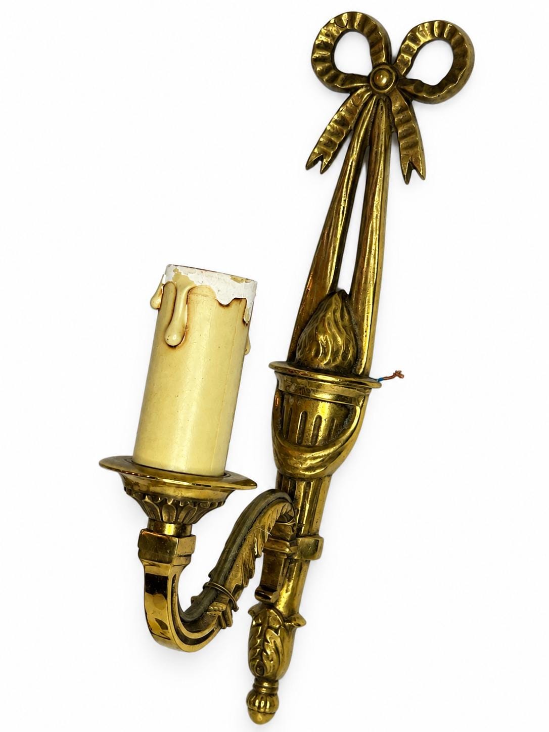 Set of Four French Gilt Bronze Wall Sconces, Louis XVI Bow and Quiver — France, Early 20th Century