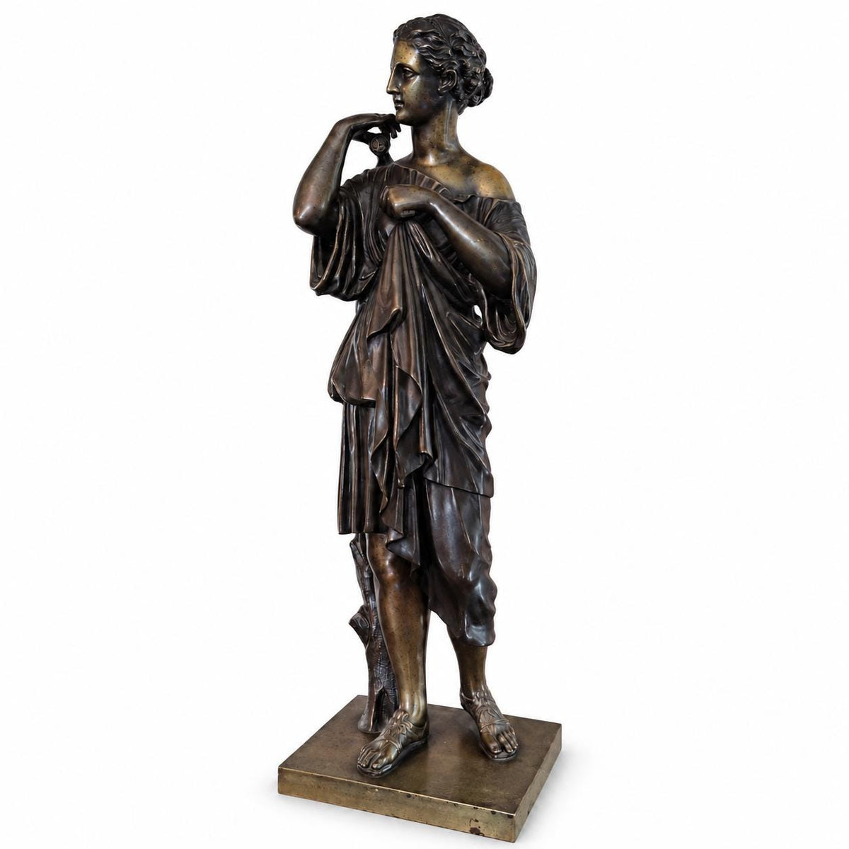 Antique Bronze Diana of Gabies Sculpture, Signed Dethy, After the Antique — France, Late 19th Century
