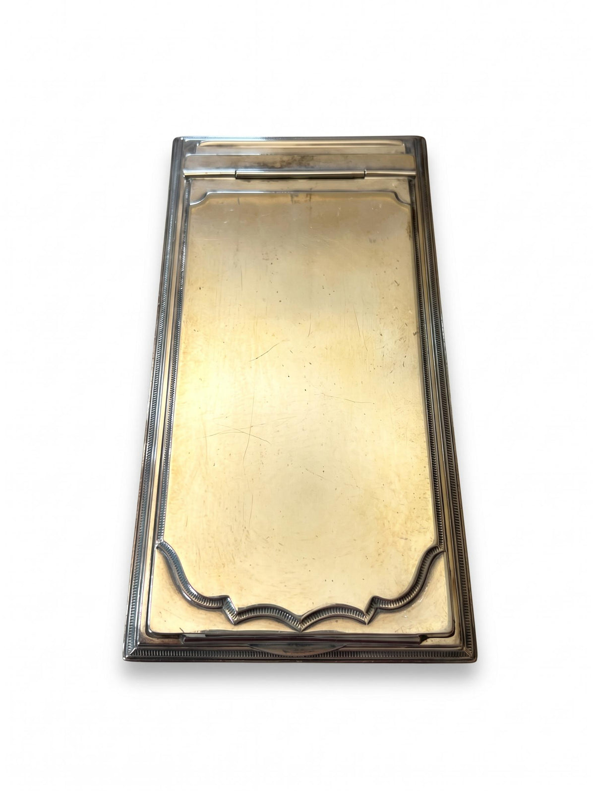 Antique French Silver-Plated Four-Piece Desk Set, Inkstand, Letter Rack, Blotter and Notepad Holder — France, Early 20th Century